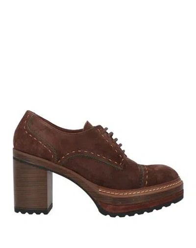Pons Quintana Woman Lace-up Shoes Chocolate Brown Size 6 Leather