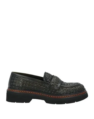 Pons Quintana Woman Loafers Dark Green Size 8 Leather In Black