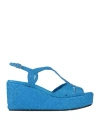 Pons Quintana Woman Sandals Azure Size 6 Leather In Blue
