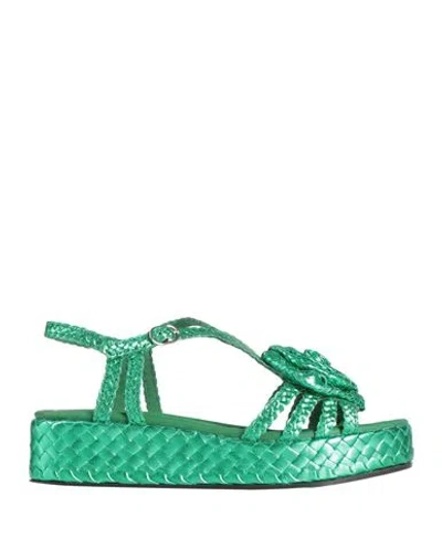 Pons Quintana Woman Sandals Green Size 8 Leather