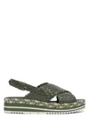 Pons Quintana Woven Leather Platform Sandals With Adjustable Buckle In Green