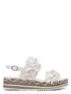Pons Quintana Platform Sandals With Textured Woven Edge In White