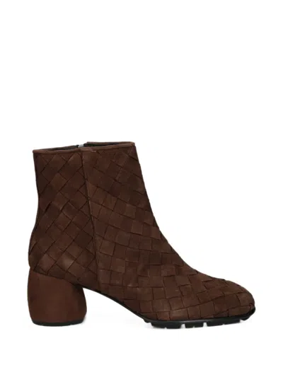 Pons Quintana Woven Leather Ankle Boots In Brown