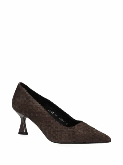 Pons Quintana Woven-design Pointed-toe Pumps In Brown