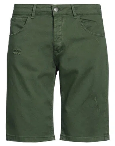 Pont Denim Man Shorts & Bermuda Shorts Military Green Size 32 Cotton, Elastane