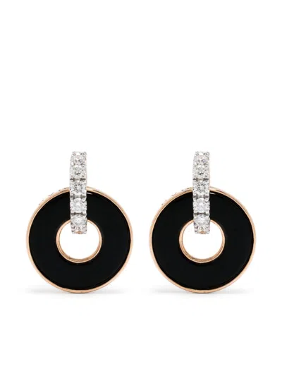 Ponte Vecchio 18kt Rose Gold Onyx And Diamond Earrings In Metallic