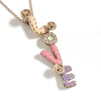 Pre-owned Ponte Vecchio Pink Gold Enamel Pink Gold (9k) Pendant Necklace () In Multi