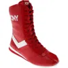 Pony Womens Ko-80 High Patent Genuine Leather Premium Lace Up Athletic Sneaker Shoe In Red/white