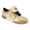 Pony Mens Linebacker Metallic Genuine Leather Premium Lace Up Athletic Sneaker Shoe In Gold Metallic