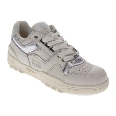 Pony M100 Low Metallic Sneakers In Snow White/silver