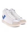 Pony Mens M-pro High Genuine Leather And Suede Premium Lace Up Athletic Sneaker Shoe In White,blue
