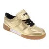 Pony Mens Linebacker Metallic Genuine Leather Premium Lace Up Athletic Sneaker Shoe In Gold