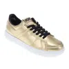 Pony Mens M-80 Low Metallic Genuine Leather Premium Lace Up Athletic Sneaker Shoe In Gold