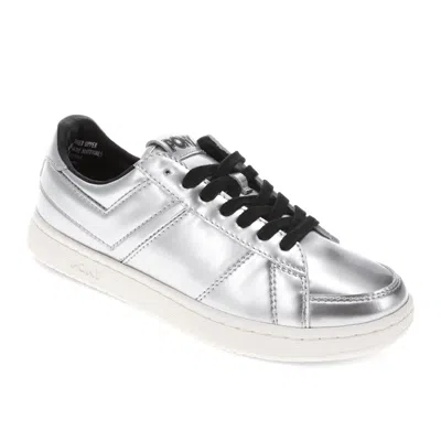 Pony Mens M-80 Low Metallic Genuine Leather Premium Lace Up Athletic Sneaker Shoe In Silver