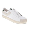 Pony Mens M-pro Low Lux Genuine Leather And Suede Premium Lace Up Athletic Sneaker Shoe In White/green/oatmeal