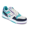 Pony Mens M100 Low Genuine Leather Premium Lace Up Athletic Sneaker Shoe In White/navy/teal