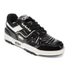 Pony Mens M100 Low Patent Genuine Leather Premium Lace Up Athletic Sneaker Shoe In Black/off White