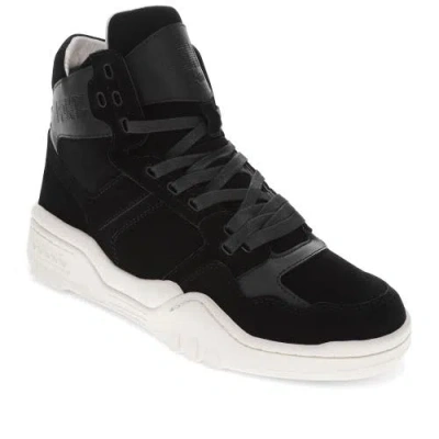 Pony Mens M110 Lux Genuine Leather And Suede Premium Lace Up Athletic Sneaker Shoe In Black/off White