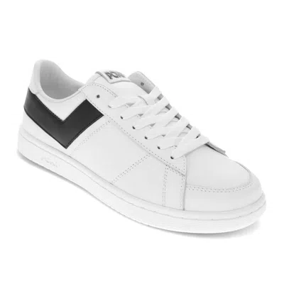 Pony Mens M-80 Low Genuine Leather Premium Lace Up Athletic Sneaker Shoe In White