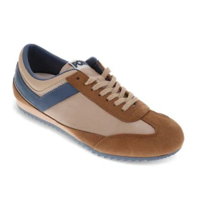 Pony Racer Sneakers In Tan/brown/blue
