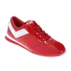 Pony Womens Ko-low Patent Genuine Leather Premium Lace Up Athletic Sneaker Shoe In Red
