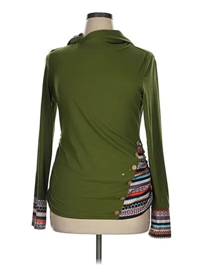 Pre-owned Poof Long Sleeve Top Green Cowl Neck Tops