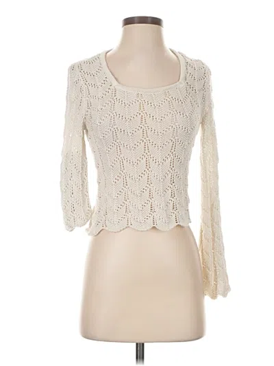 Pre-owned Poof Long Sleeve Top Ivory Sweetheart Neckline Tops
