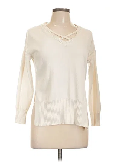 Pre-owned Poof Long Sleeve Top Ivory V Neck Tops In White