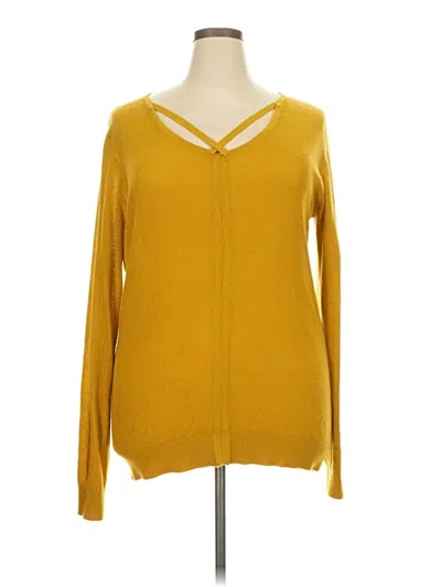 Pre-owned Poof Long Sleeve Top Yellow V-neck Tops