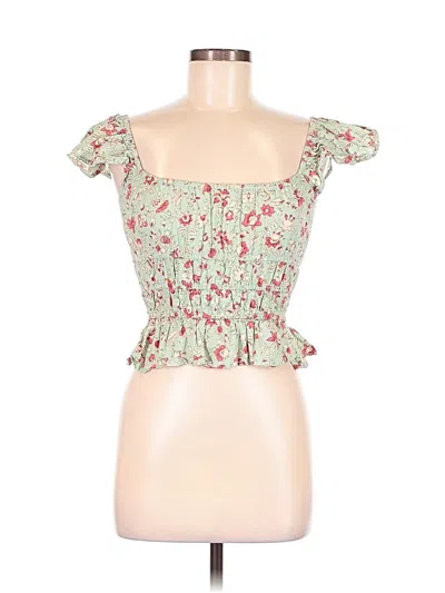 Pre-owned Poof Short Sleeve Top Green Sweetheart Neckline Tops
