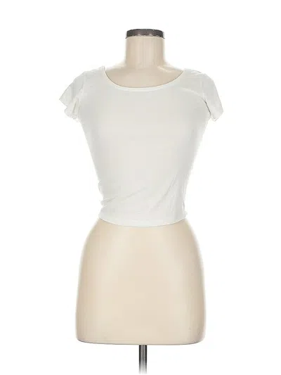 Pre-owned Poof Short Sleeve Top White Scoop Neck Tops