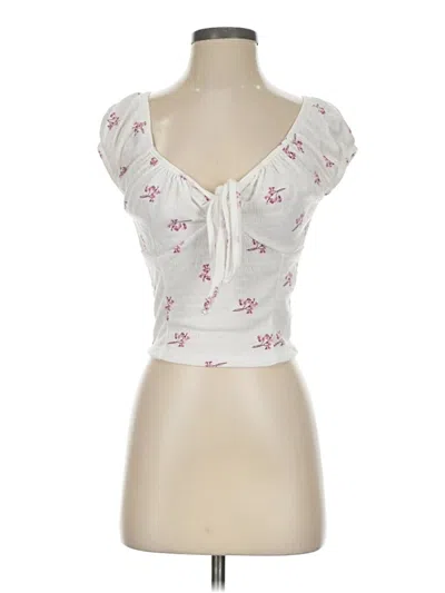 Pre-owned Poof Short Sleeve Top White Sweetheart Neckline Tops