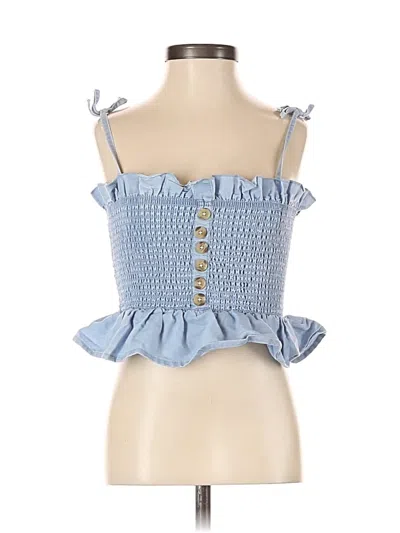 Pre-owned Poof Sleeveless Blouse In Blue
