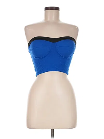 Pre-owned Poof Sleeveless Top Blue Strapless Neckline Tops