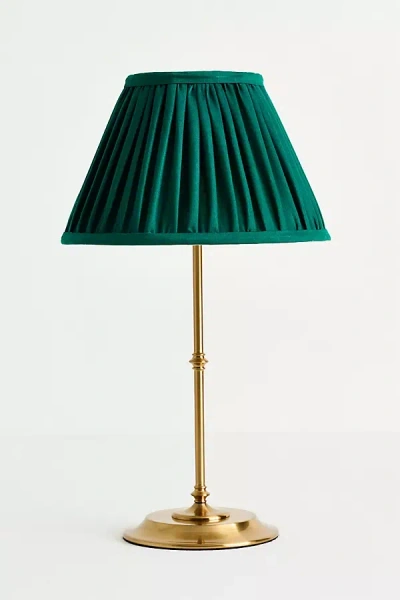 Pooky Reed Cordless Portable Metal Ruched Shade Table Lamp In Green