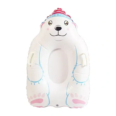 Pool Candy Polar Bear Inflatable Kids Snow Sled In White