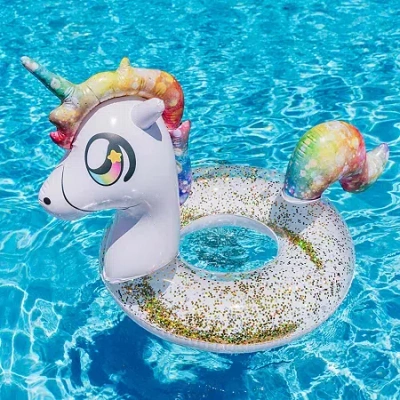Pool Candy Poolcandy Glitter Unicorn - 40in Pool Tube In White