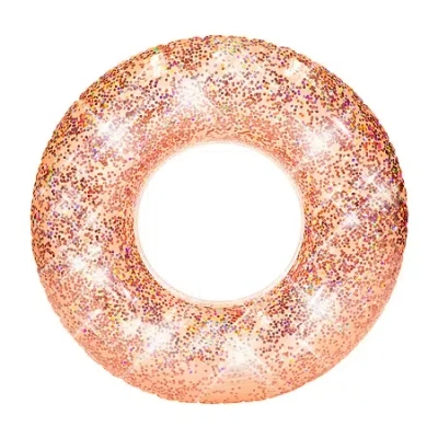 Pool Candy Poolcandy Rose Gold Glitter Pool Tube Jumbo 48in In Yellow