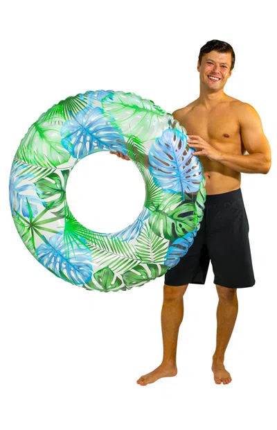 Pool Candy Resort Collection 42" Jumbo Palm Print Pool Tube In Black