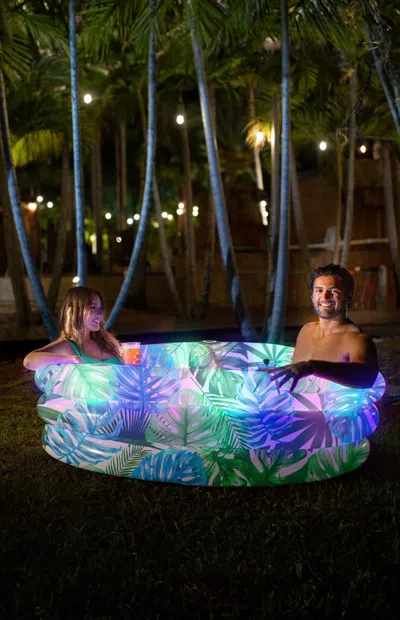 Pool Candy Tropical Palms Illuminated Led Pool With Bluetooth Speaker In Multi