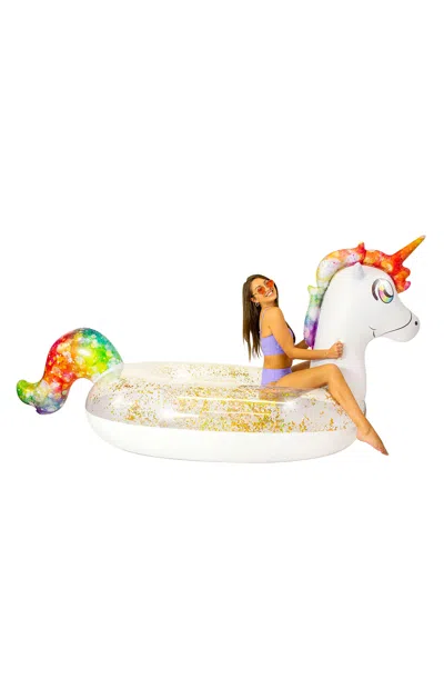 Poolcandy Gigantic Rainbow Glitter Unicorn Pool Raft In Multi