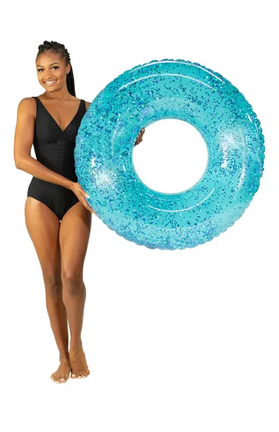 Poolcandy Inflatable 42" Aqua Glitter Beach And Pool Tube In Multi