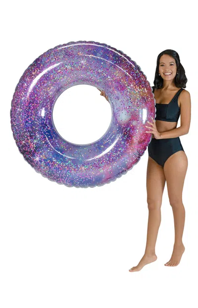Poolcandy Inflatable 48" Deep Space Galaxy Pink Glitter Jumbo Beach And Pool Tube In Multi