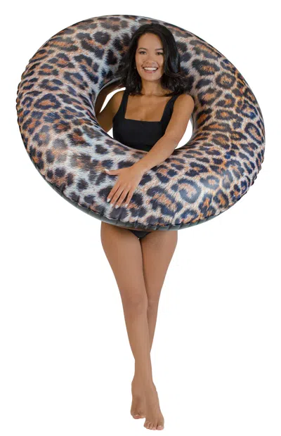 Poolcandy Inflatable Leopard Print Jumbo Pool Tube In Multi