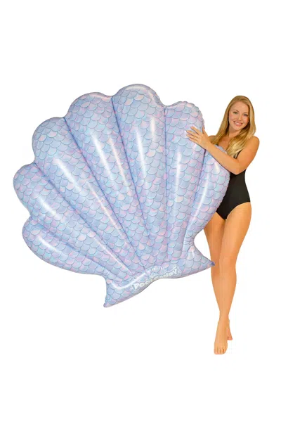Poolcandy Mermaid Print Oyster Shell Pool Float In Blue