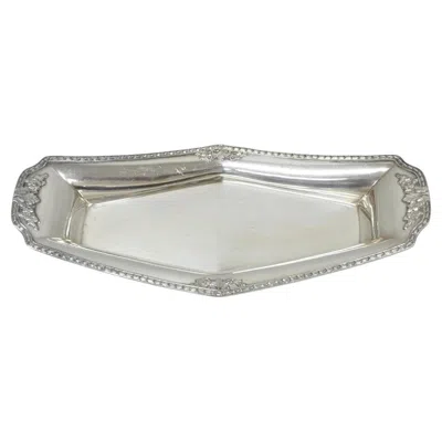 Pre-owned Poole Silver Co. Vintage Poole 8093 Victorian Silver Plated Narrow "boat Form" Trinket Dish