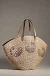 Poolside Anna Embroidered Woven Tote In Beige