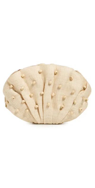 Poolside Bags The Origami Scallop Clutch Natural In Brown