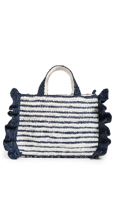 Poolside Bags The Sogno Tote Navy Stripe In Blue