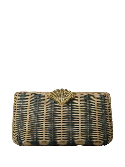 Poolside Classica Woven Clutch Bag In Brown